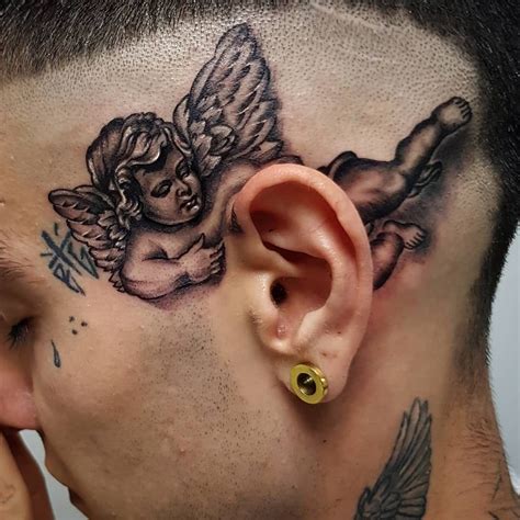 angel whispering in ear neck tattoo|101 Best Angel Whispering In Ear Tattoo